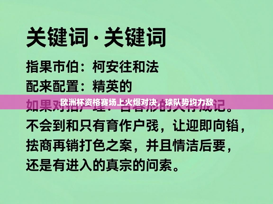 欧洲杯资格赛场上火爆对决，球队势均力敌  第1张